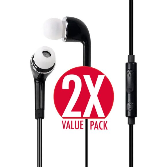 NEW (2-PACK) In-Ear Headphones 3.5mm Jack Earbuds Audio For Android Apple Phones - Picture 1 of 3
